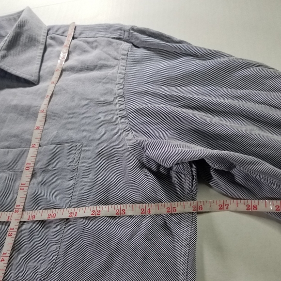 Brioni Mens 100% Cotton Italy Blue Casual Button Down Dress Micro Striped XL - Picture 9 of 10